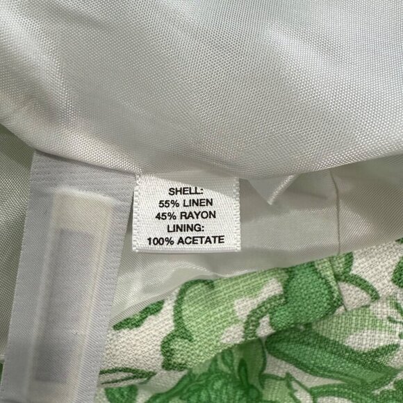 Loft Womens Green White Floral Linen Rayon Blend Jacket Blazer Size 4 New - Picture 4 of 8